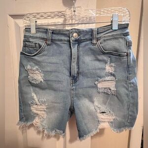 Wax Jean Blue Distressed Jean Shorts